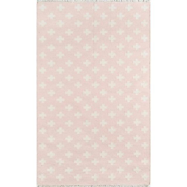 Novogratz Topanga Reversible Handwoven Flatweave Wool Pink/White Area Rug & Reviews | AllModern