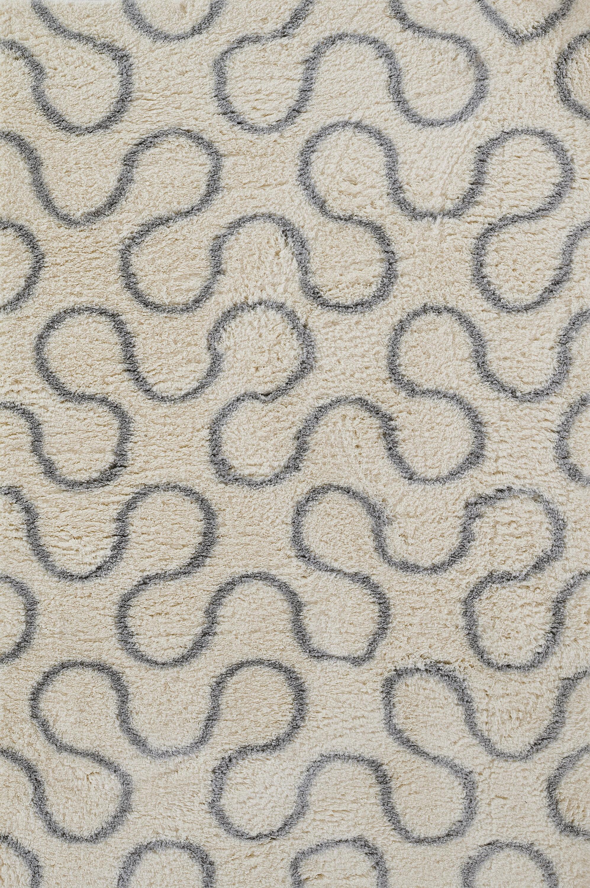 Novogratz Transcoso Ivory Shag Area Rug 7'10" X 10' with Retro Swirl Pattern