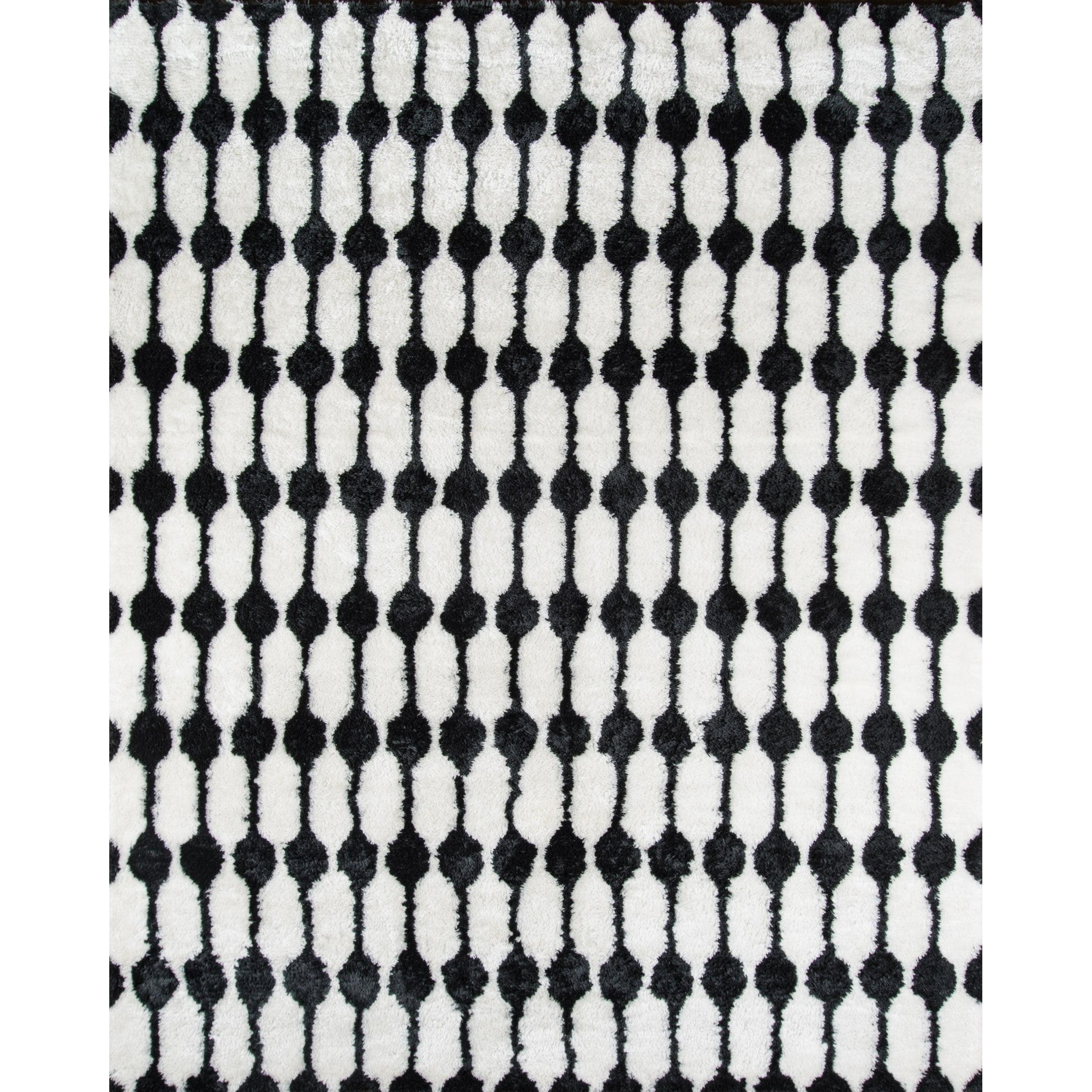 Novogratz  by  Retro Stockings Hand Tufted Polyester Area Rug Black 5' x 7'6" 5' x 8' Indoor,Accent,Shag,Handmade Rectangle