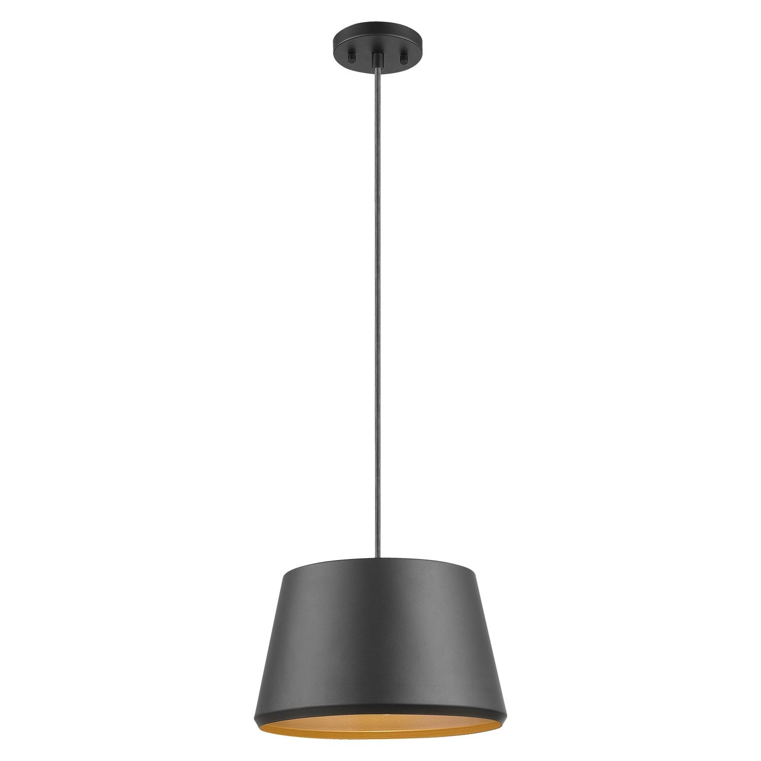 Chic Metallic Dark Gray Glass Drum Pendant Light