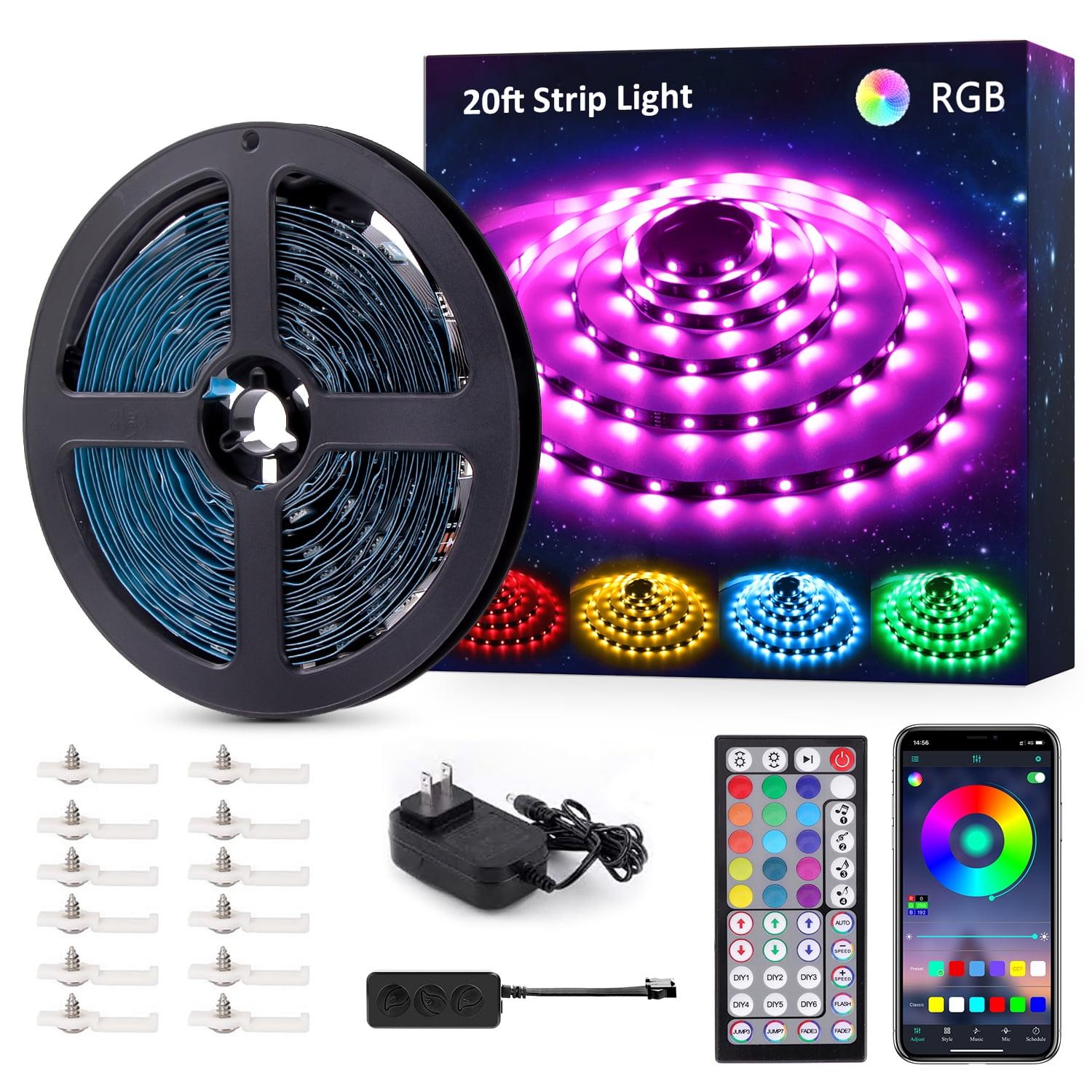 Novostella 20ft RGB LED Strip Lights Kit - APP Remote Controlled Color Changing, Music Sync, for Home Lighting Kitchen Bar Bedroom, Gaming Room