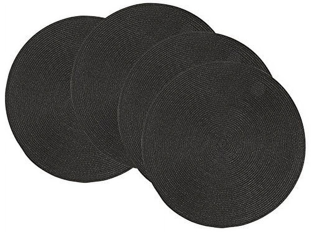 Disko Black Round Polypropylene Placemats, Set of 4