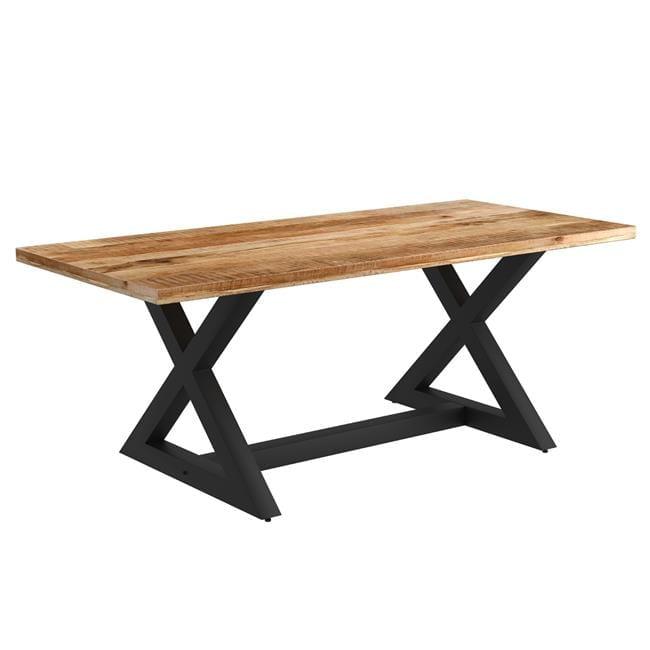 Zax 78" Natural Mango Wood and Black Iron Industrial Dining Table