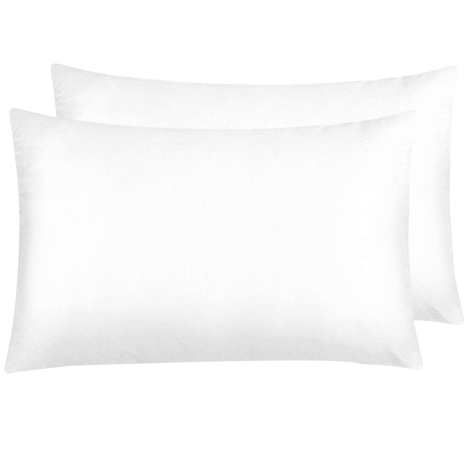 White Satin Silk Standard Pillowcases with Hidden Zipper