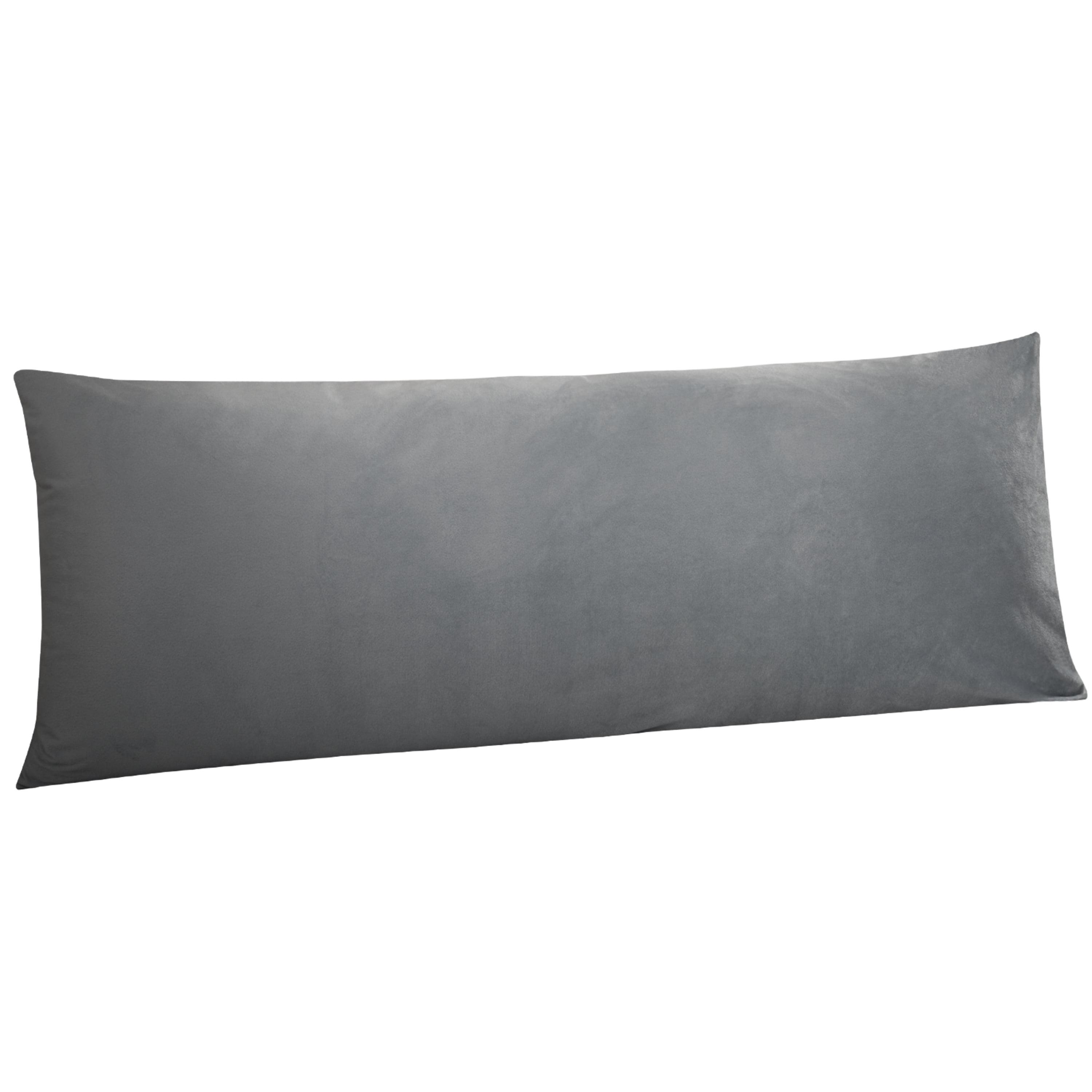 Ntbay Super Soft and Cozy Luxury Fuzzy Velvet Long Body Pillowcase, Easy Care Body Pillow Cover with Zipper Closure, 20" x 54", Smoke Gray