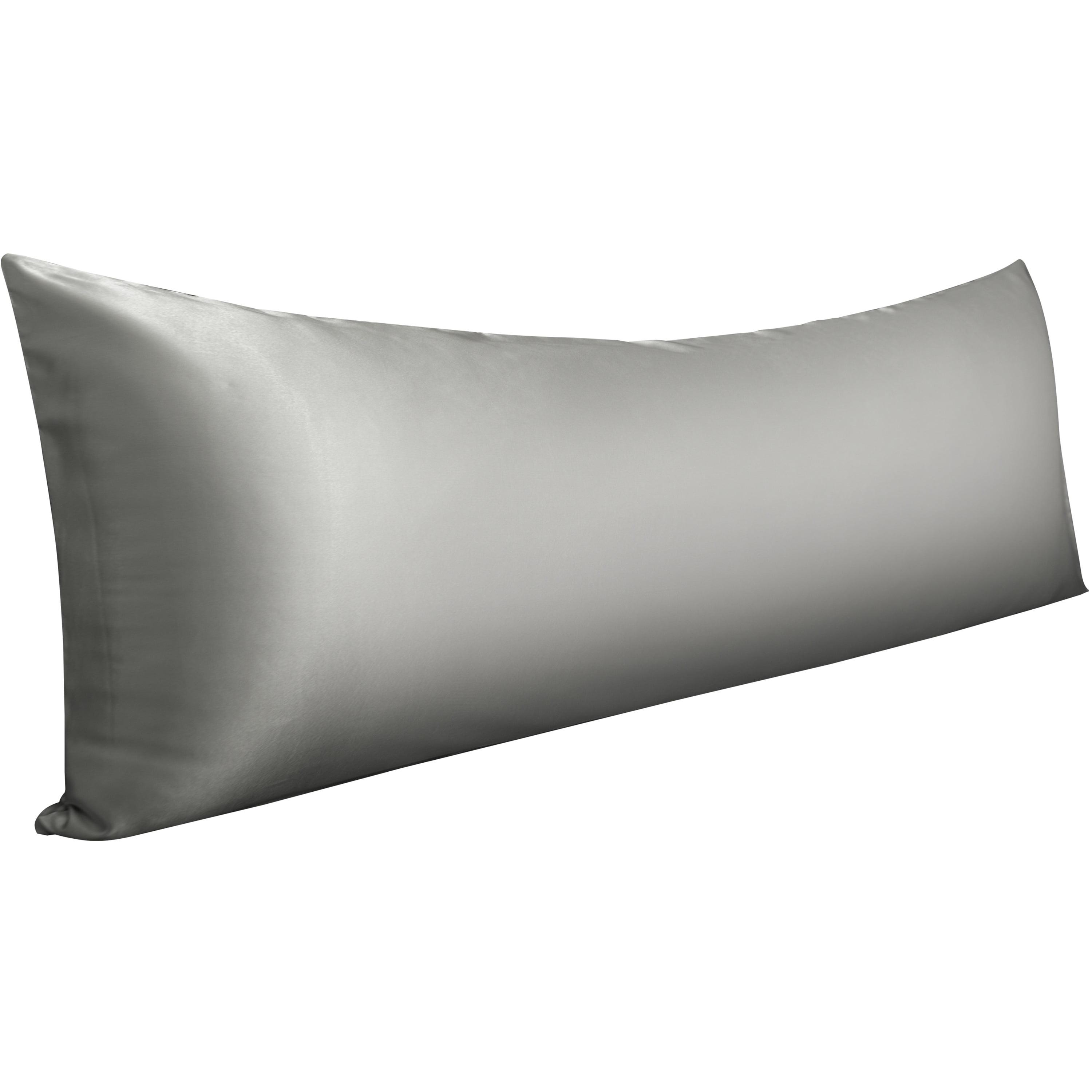 Gray Satin Body Pillowcase with Envelope Closure, 20" x 54"