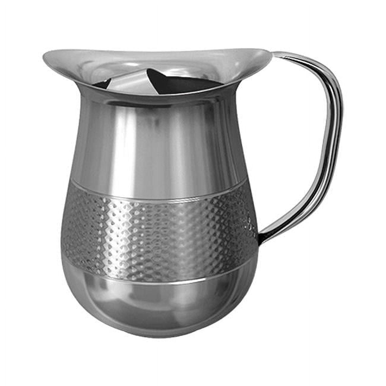 Polished Stainless Steel Hammered Water Pitcher with Ice Catcher