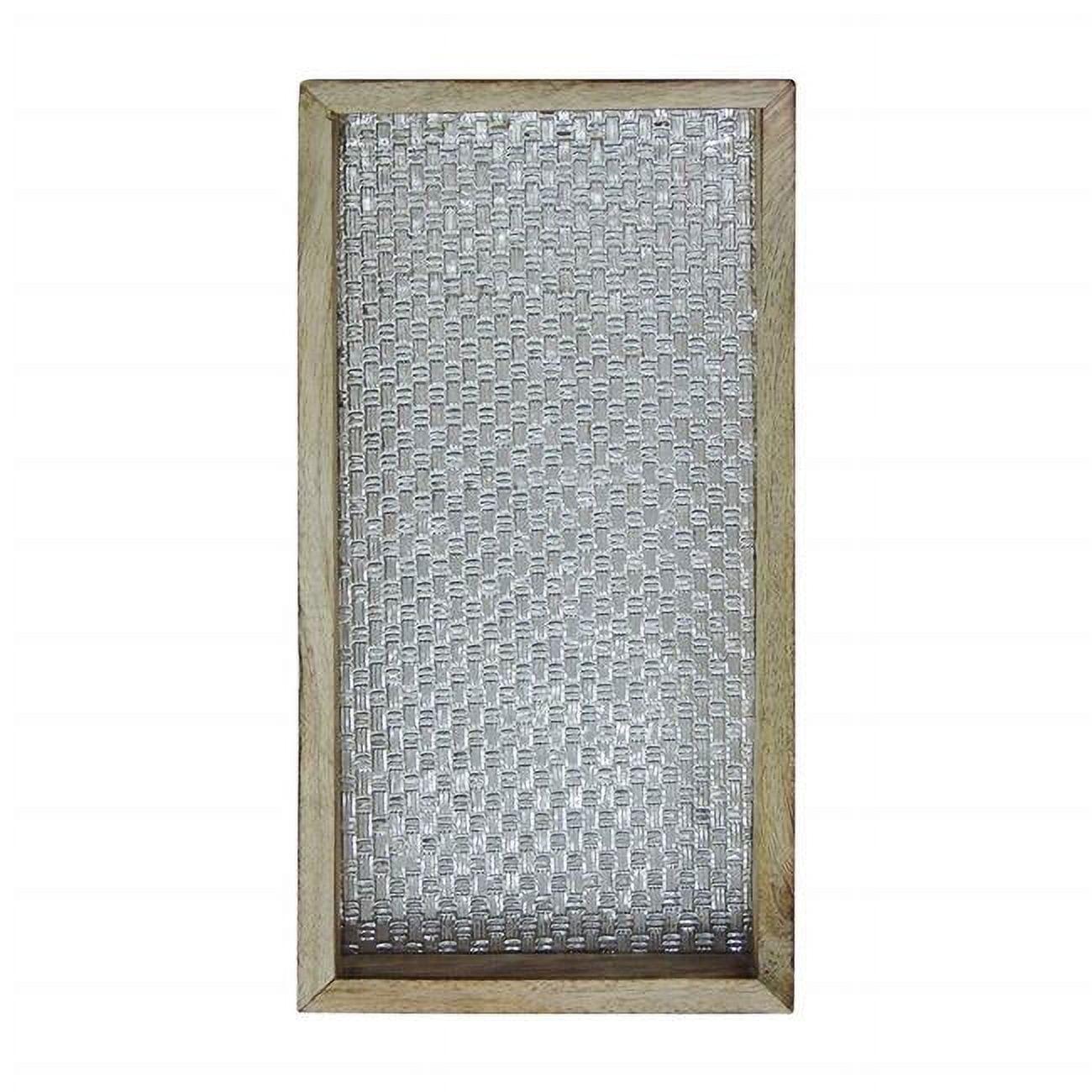 Aluminum Embossed Wooden Vanity Tray for Luxurious bath countertop, Holder for Hand Towel, Watch, Makeup Brush, Reading Glass, Perfume, Jewelry, Perfect For Kitchen Counters, Bathrooms, Silver