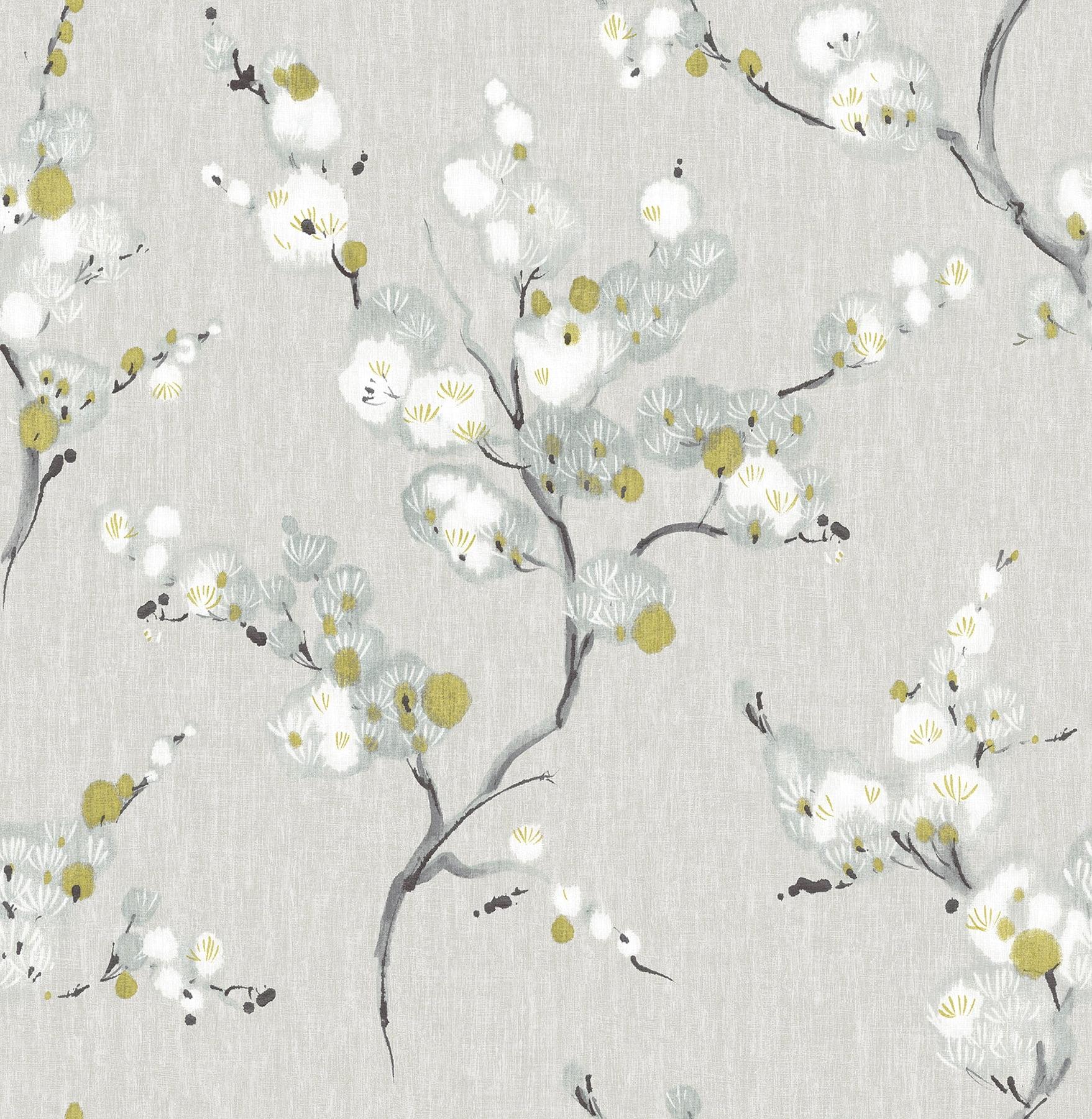 Mirei Grey Floral Peel & Stick Vinyl Wallpaper