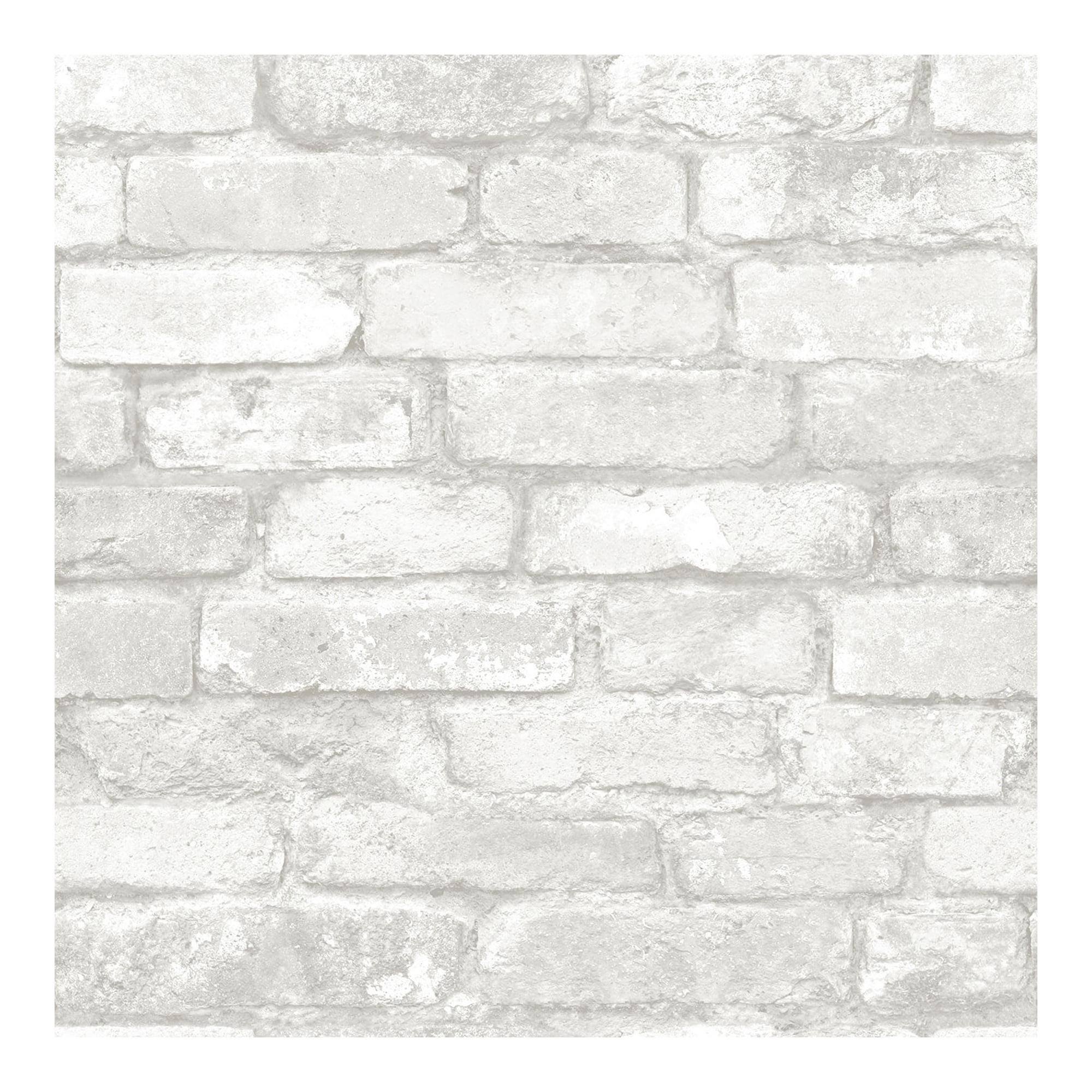 NuWallpaper Brick Peel & Stick Wallpaper White/Gray: Modern Brick Design, Self-Adhesive, Washable, 30.75 Sq Ft Coverage