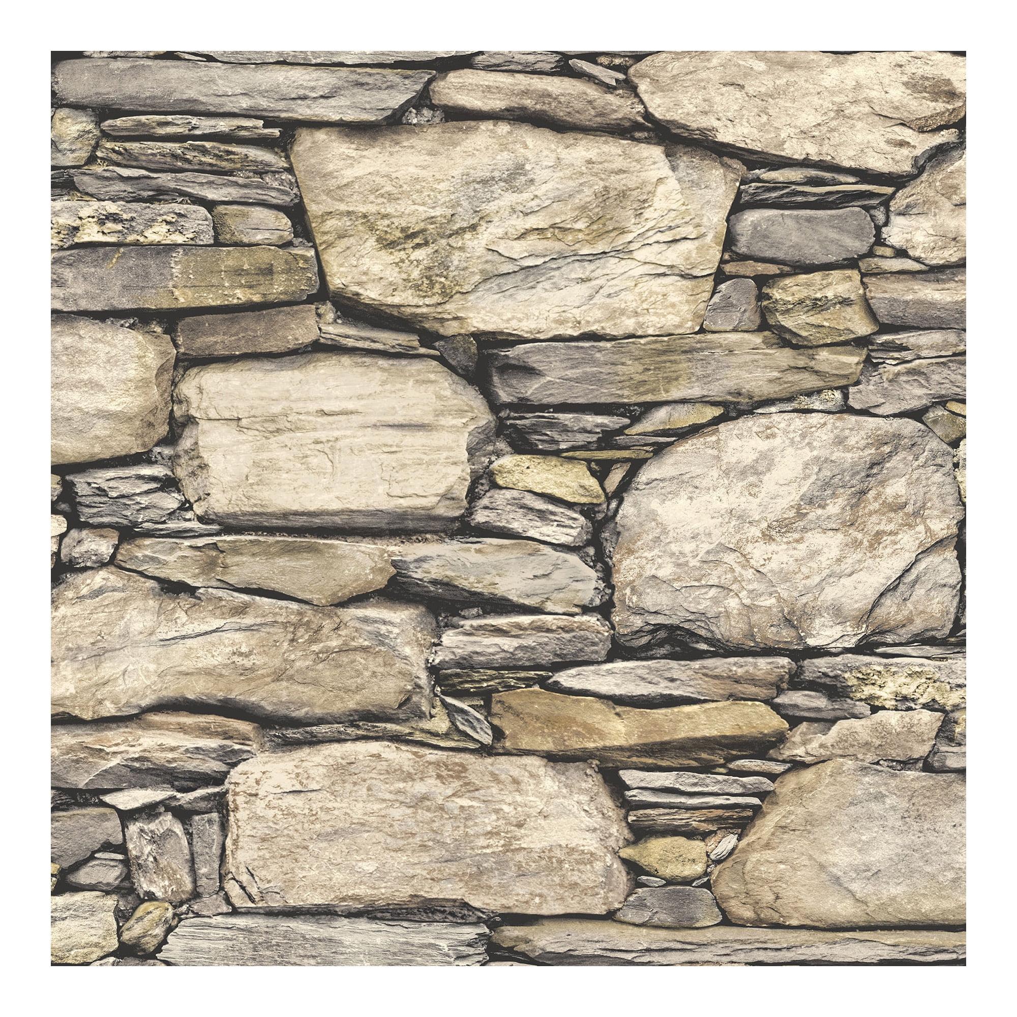 NuWallpaper Hadrian Stone Wall Vinyl Peel And Stick Wallpaper, 216-in by 20.5-in, 30.75 sq. ft.