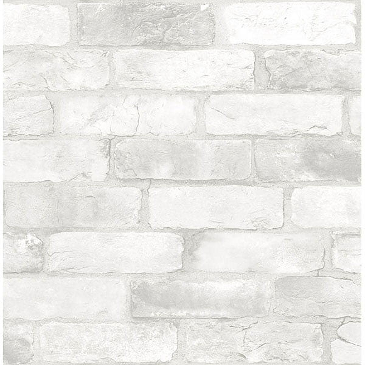 NuWallpaper Loft White Brick Raised Ink Vinyl Peel And Stick Wallpaper, 216-in by 20.5-in, 30.75 sq. ft.