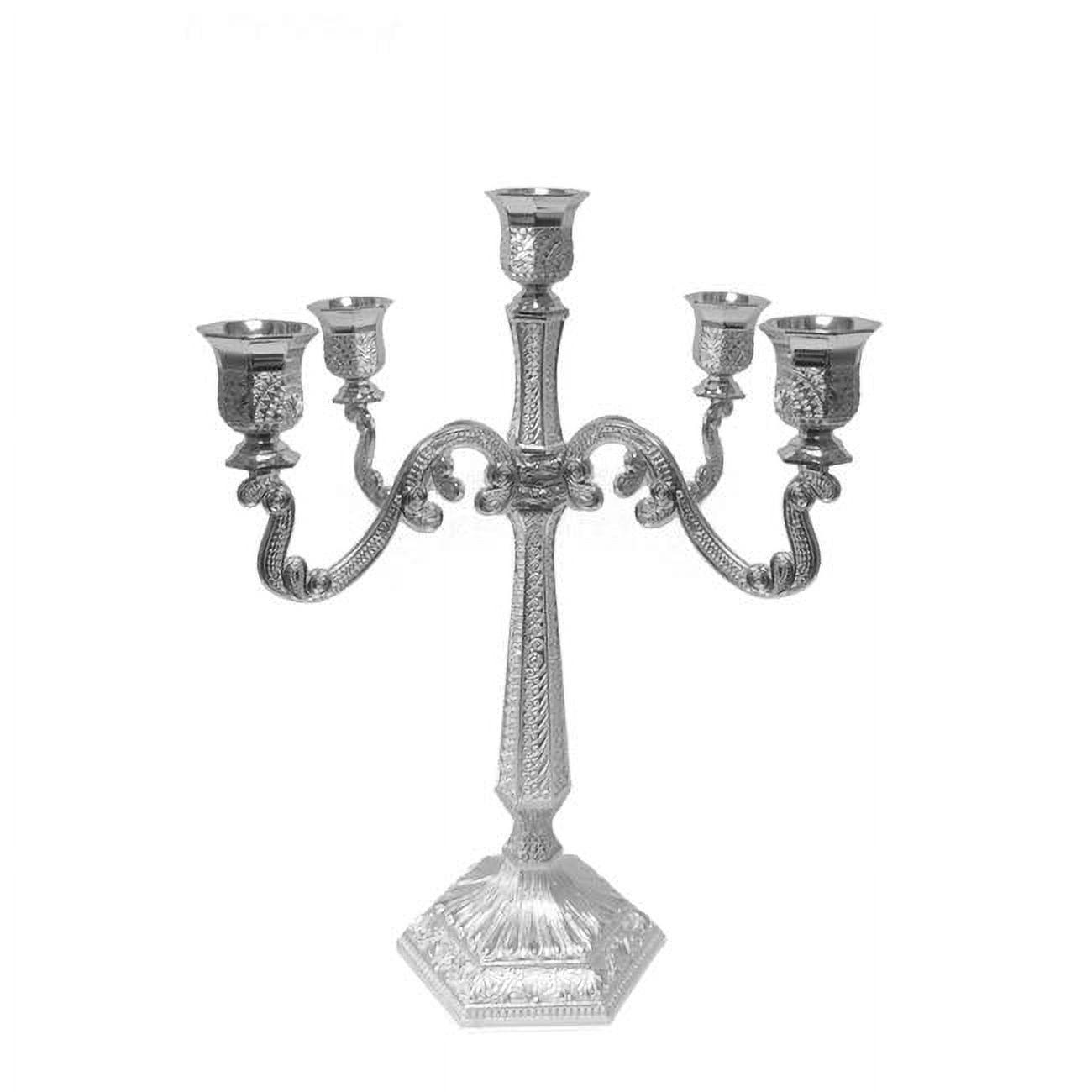 Nua 16 in. Silver Filigree 5-Light Tabletop Candelabra