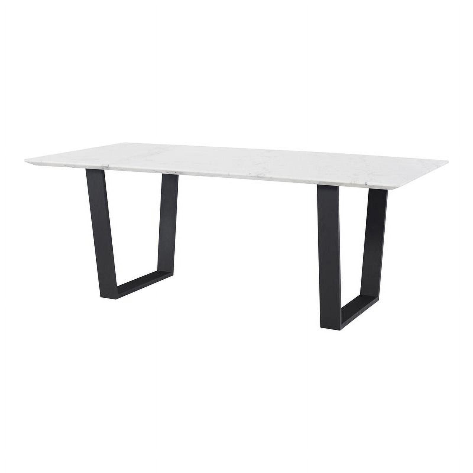 Catrine White Marble Top Black Metal Base Dining Table