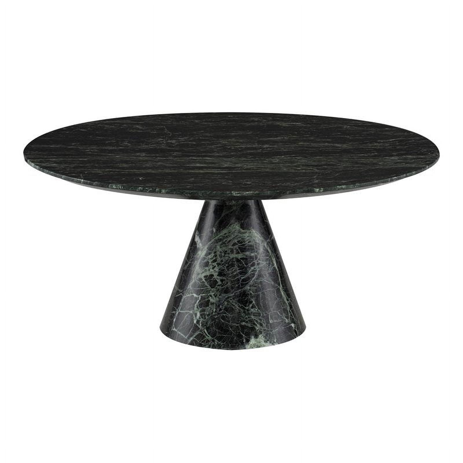 Green Round Marble Coffee Table with Black Base