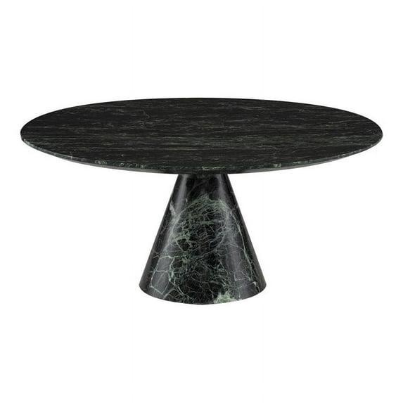 Nuevo Claudio 35.5" Marble Stone Coffee Table in Polished Green/Black