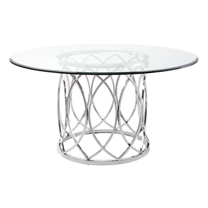 Juliette 59'' Round Glass Top Dining Table with Silver Base