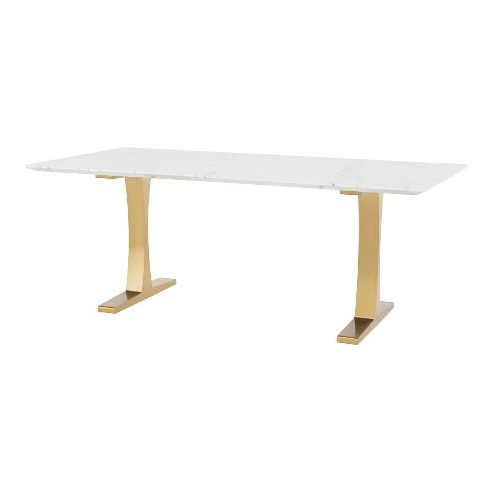 White Marble Top Gold Base Dining Table