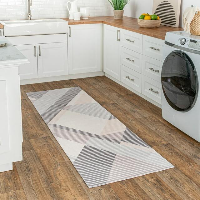 Nuloom Alesha Modern Striped Machine Washable Runner Indoor Area Rug - Beige 2' 6" x 8'