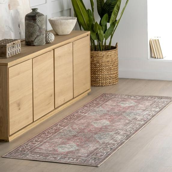 Nuloom Hillstone Collection Maybelle Traditional Vintage Medallion Area Rug, 2' 8" x 8', Grey