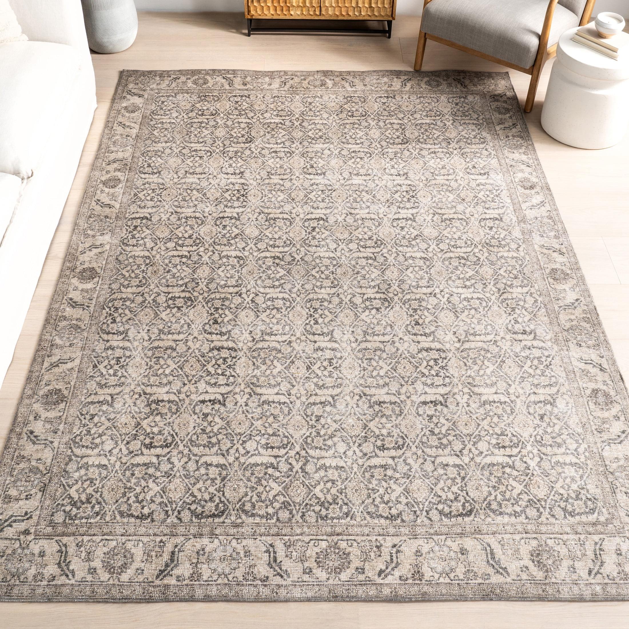 Nuloom Hillstone Collection Calantha Traditional Vintage Medallion Area Rug, 5' x 8', Beige