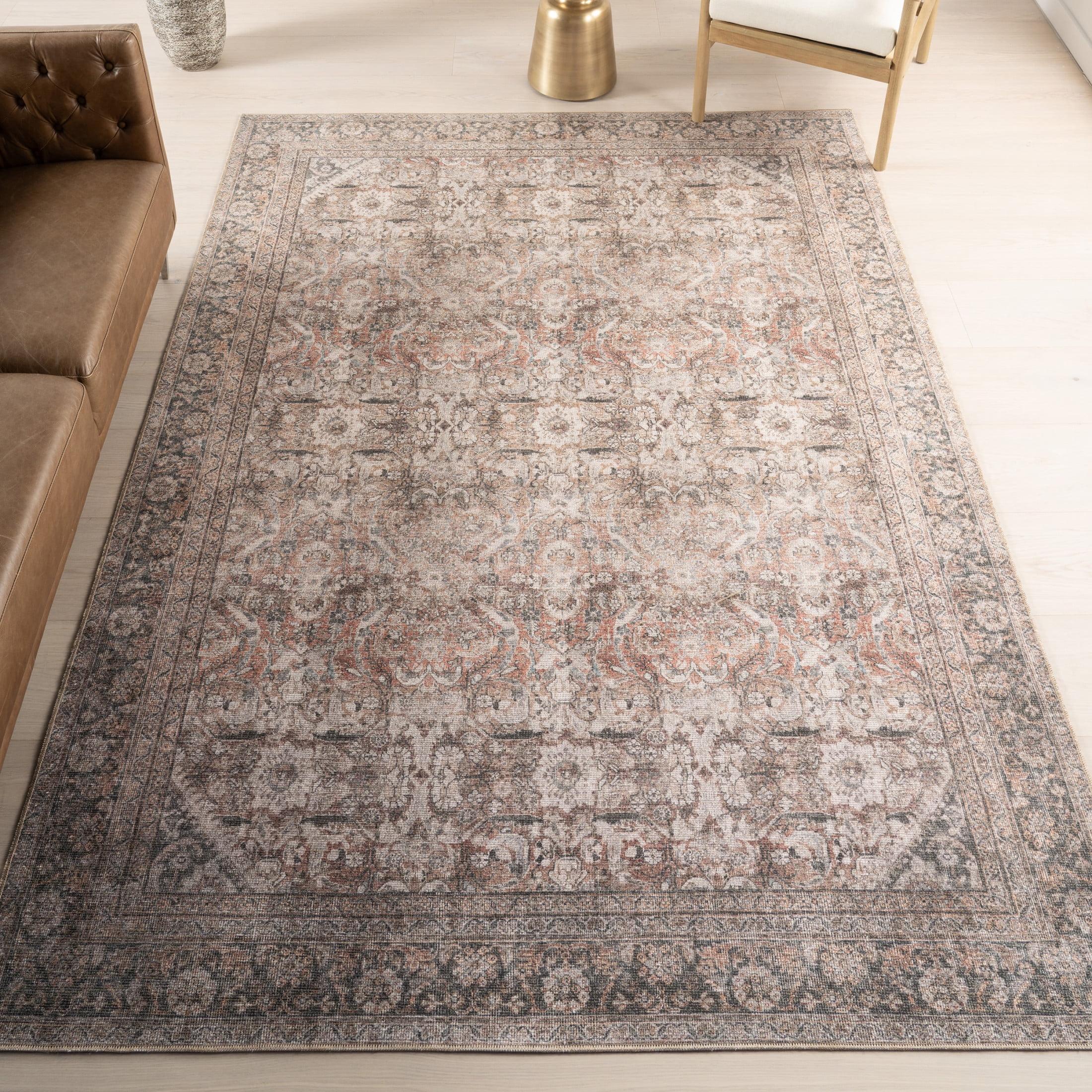 Nuloom Hillstone Collection Deka Traditional Vintage Medallion Area Rug, 6' 7" x 9', Rust