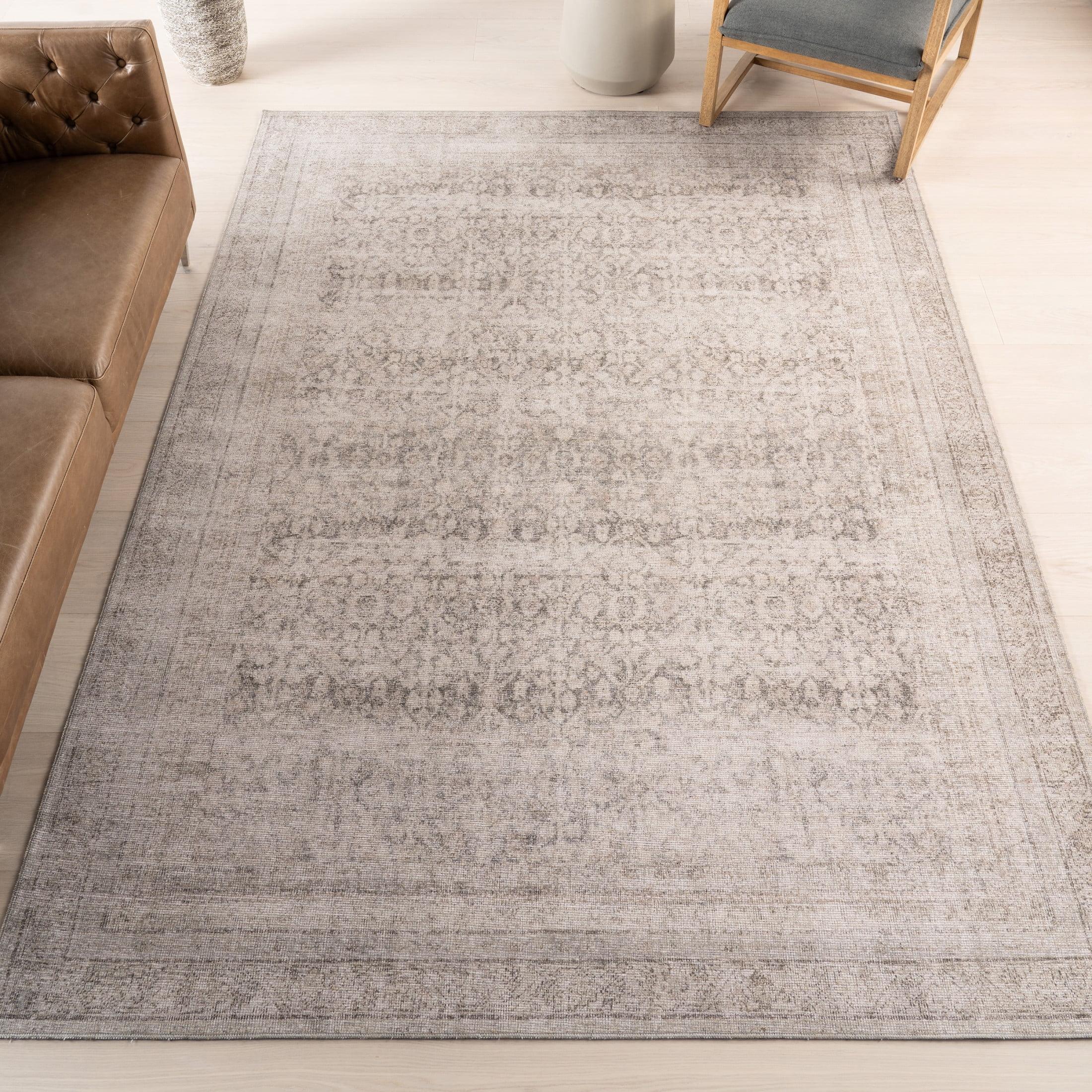 Nuloom Hillstone Collection Giorgina Traditional Vintage Medallion Area Rug, 6' 7" x 9', Ivory