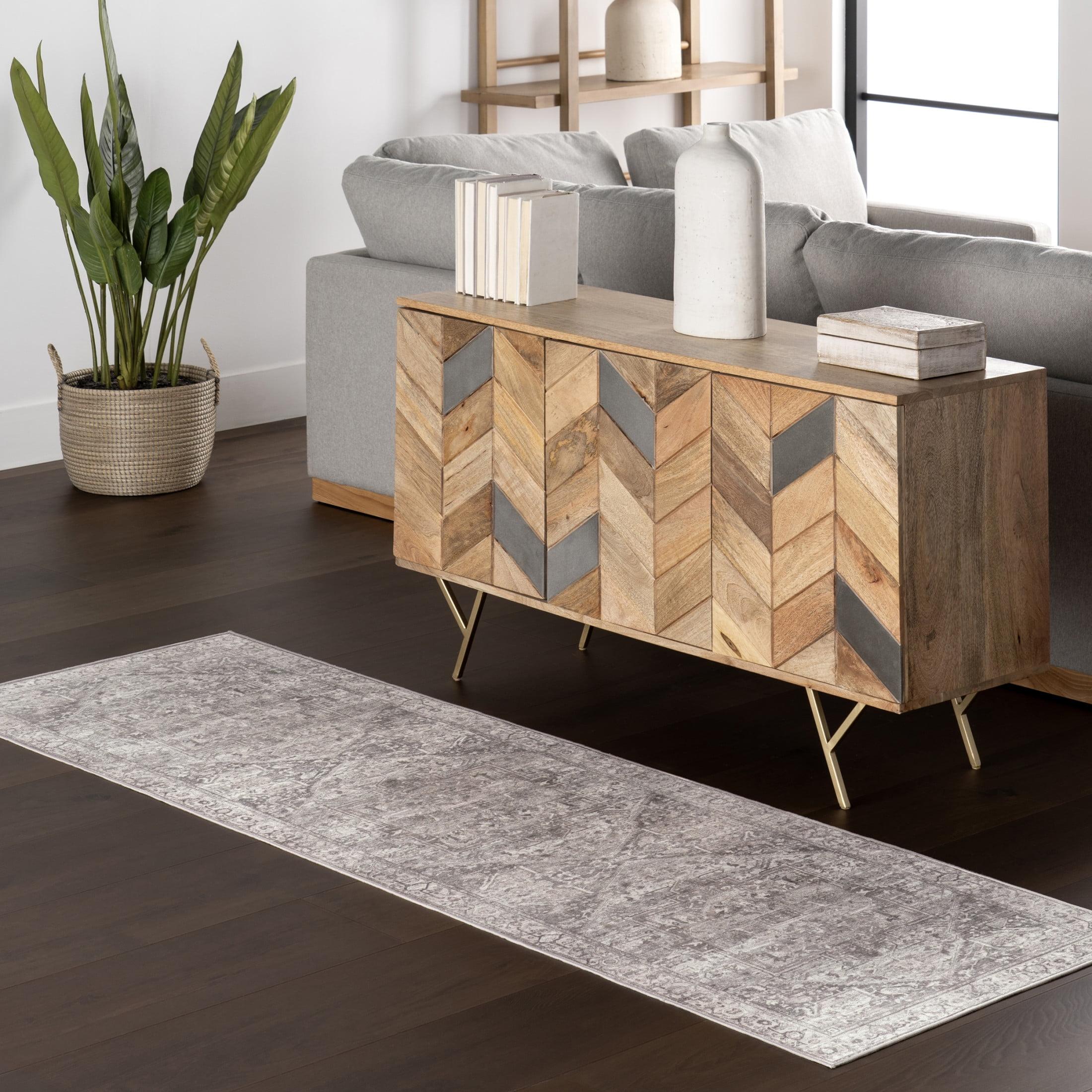Nuloom Vita SplashGuard Vintage Medallion Machine Washable Area Rug, Runner 2' 6" x 12', Vita Grey