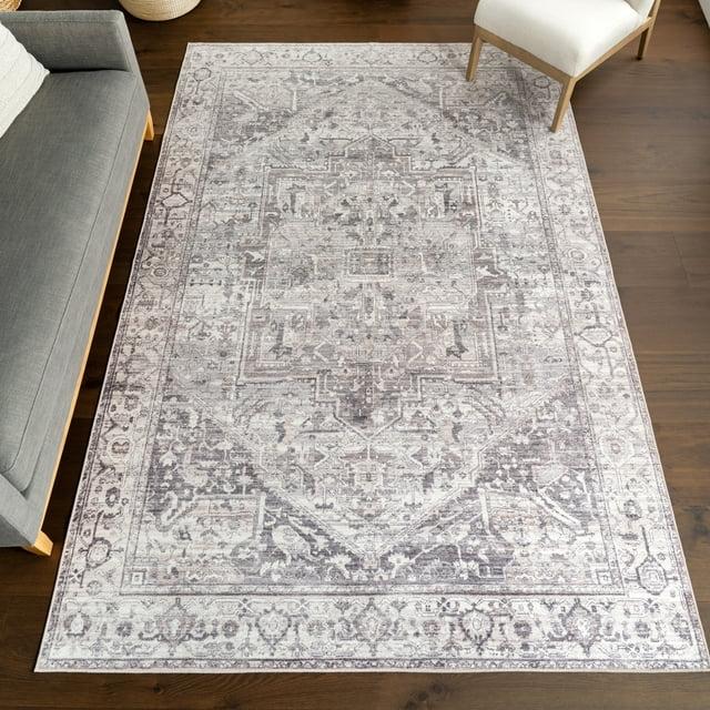 Nuloom Vita SplashGuard Vintage Medallion Machine Washable Area Rug, 2' x 3', Vita Grey
