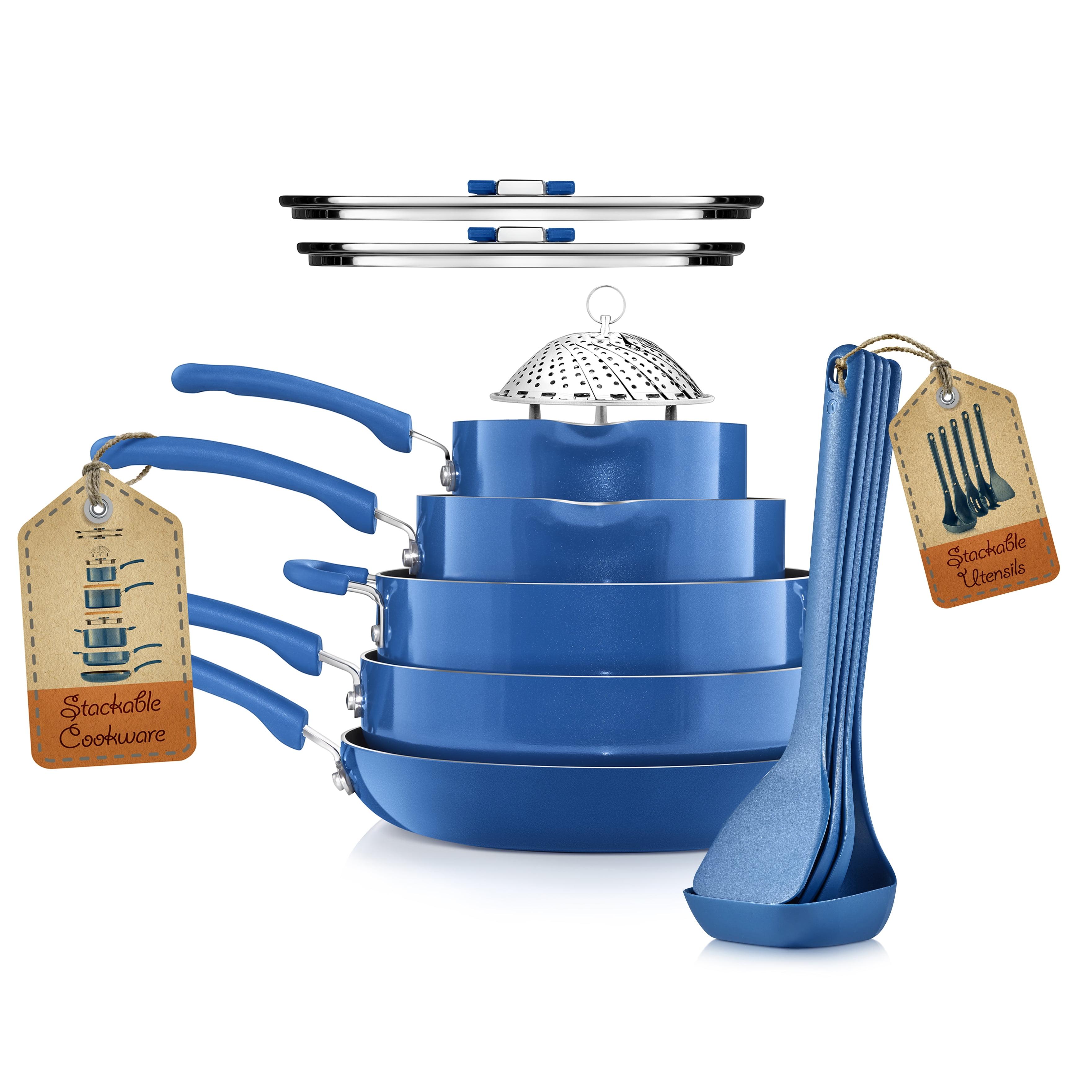 NutriChef 17 - Piece Non-Stick Aluminum Cookware Set