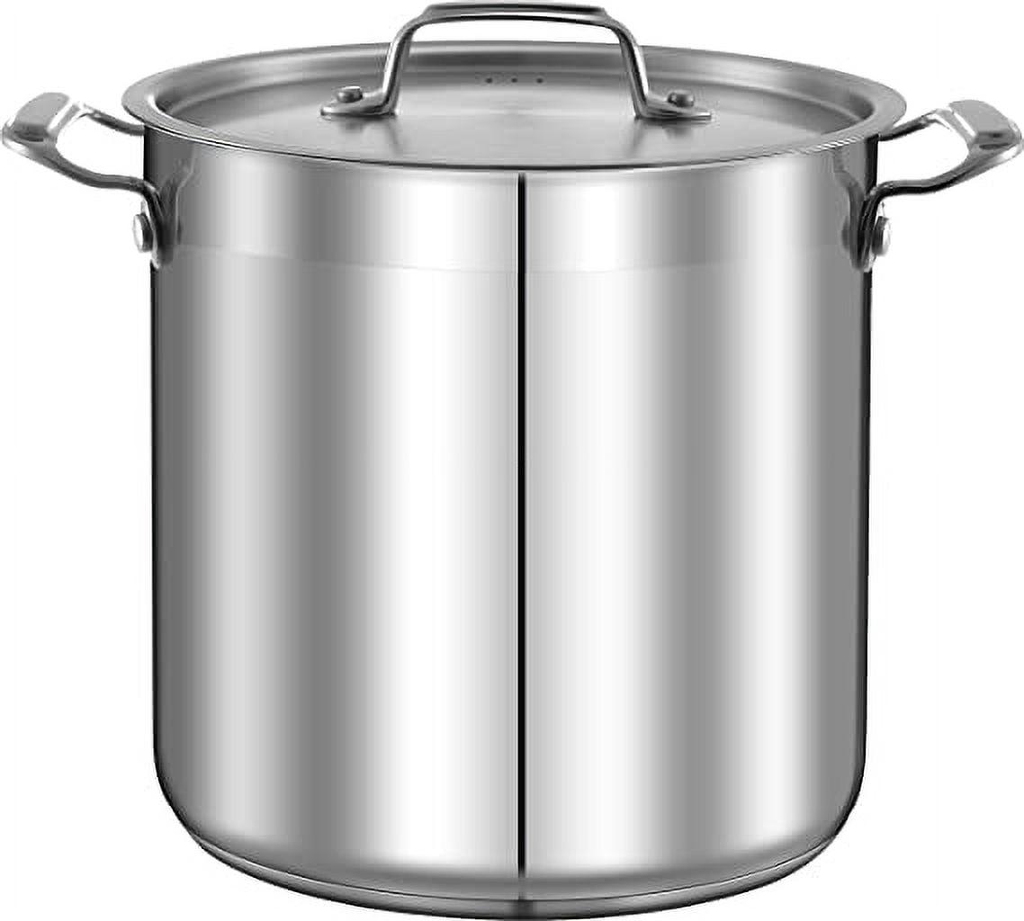 NutriChef Stainless Steel Cookware Stockpot - 20 Quart, Heavy Duty Induction Pot, Soup Pot With Stainless Steel