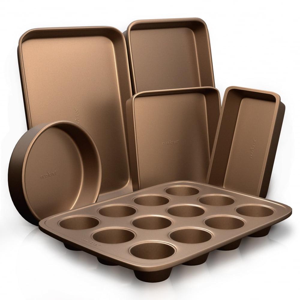 NutriChef 6-Piece Gold Nonstick Carbon Steel Bakeware Set