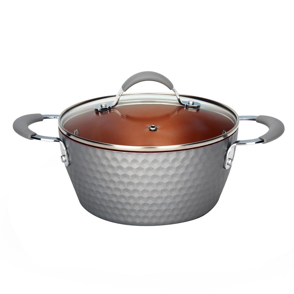 NutriChef 2.1 Quart Gray Non-Stick Cooking Pot with Lid