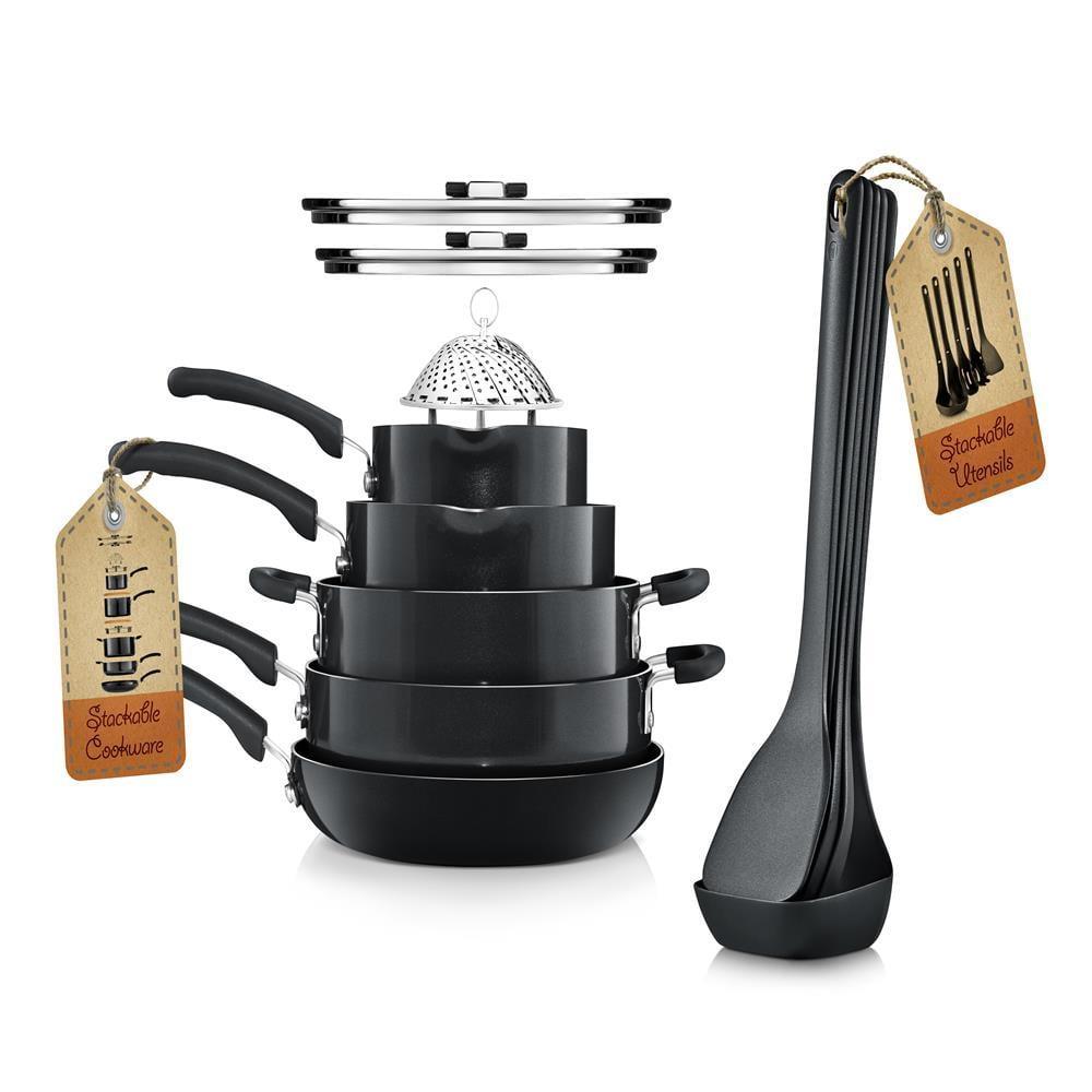 NutriChef 17 - Piece Non-Stick Aluminum Cookware Set