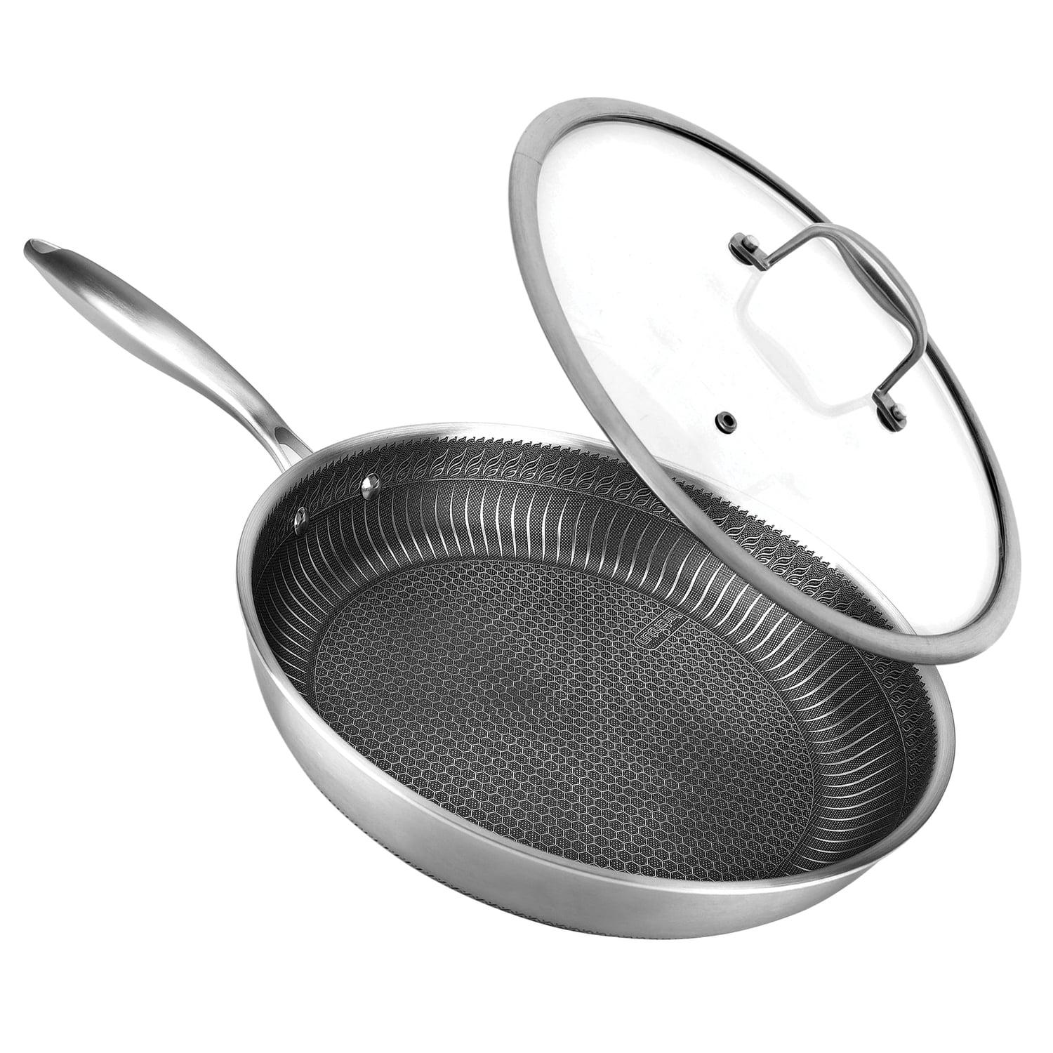 12" Stainless Steel Nonstick Stir Fry Pan with Glass Lid