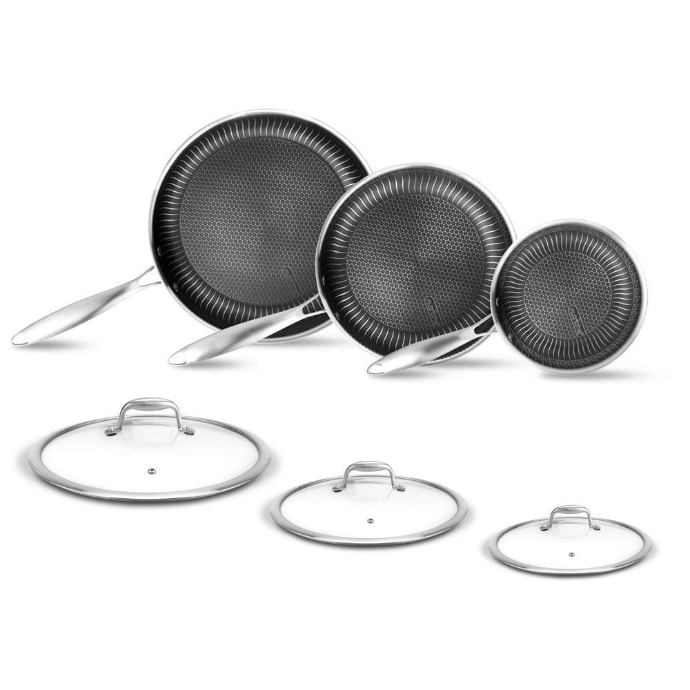 NutriChef 6-Piece Nonstick Tri-Ply Stainless Steel Cookware Set with Lids