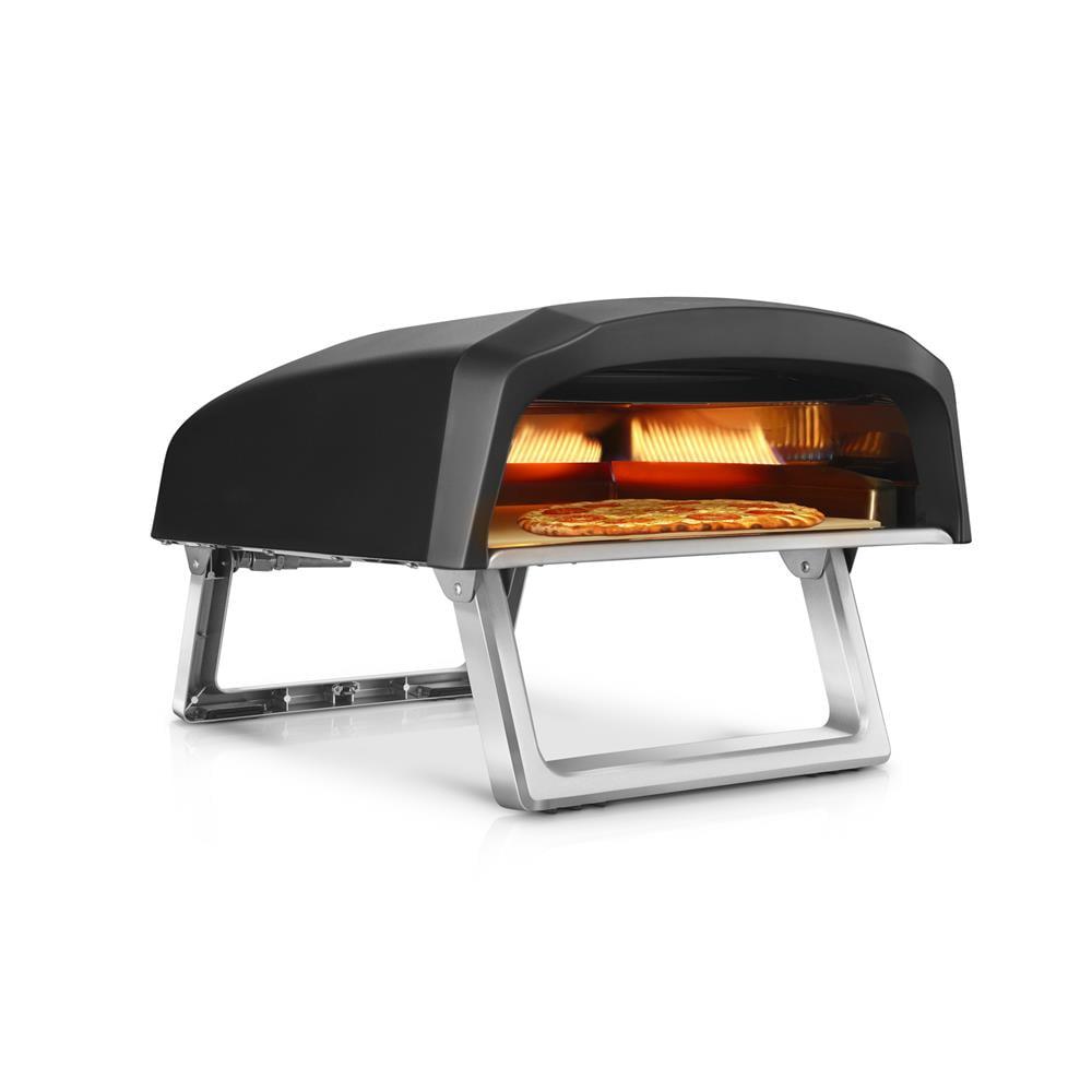 NutriChef Portable Black Gas Outdoor Pizza Oven with Stone