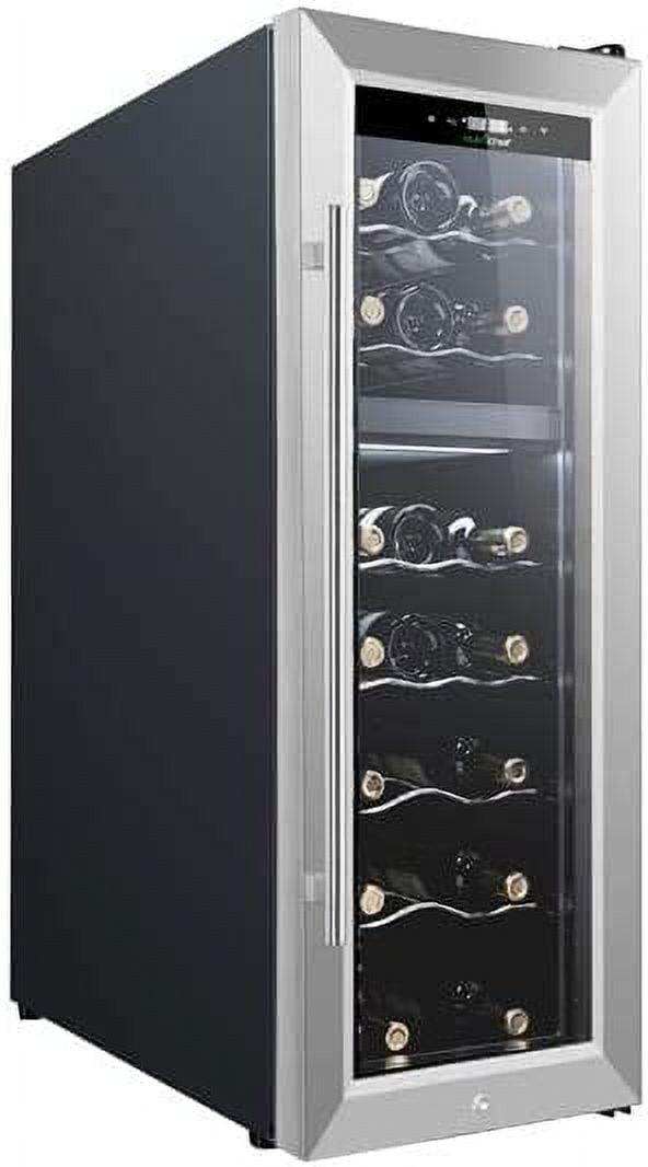 NutriChef 18-Bottle Black Freestanding Wine Refrigerator with LED Lighting