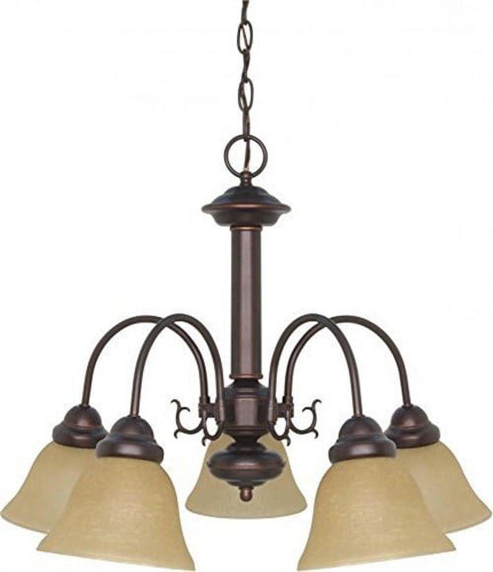 Elegant Ballerina 5-Light Chandelier in Mahogany Bronze with Champagne Linen Glass