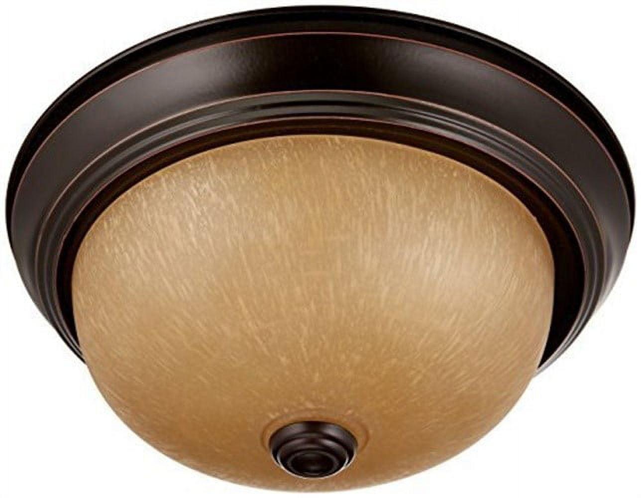 Elegant Mahogany Bronze 11" Flush Mount with Champagne Linen Glass