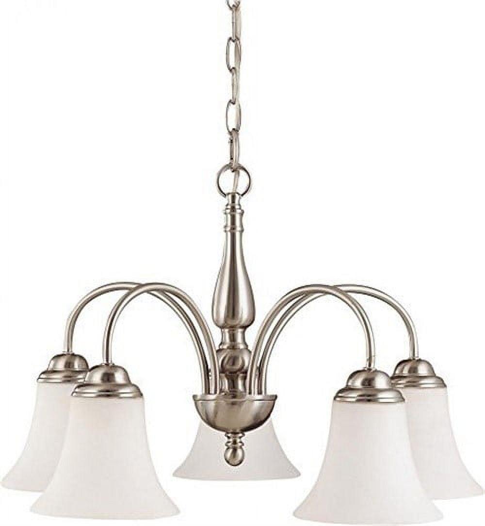 Elegant Brushed Nickel 5-Light Chandelier with Satin White Glass