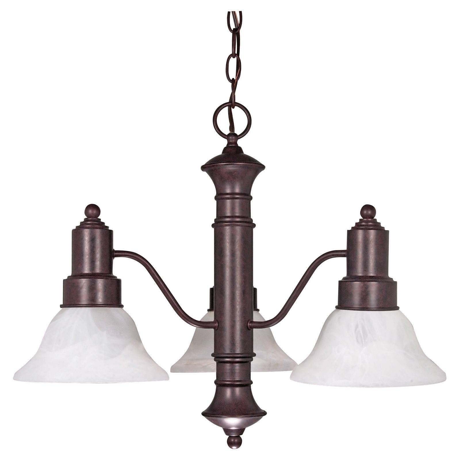 Gotham Bronze 3-Light Chandelier with Alabaster Glass Shades