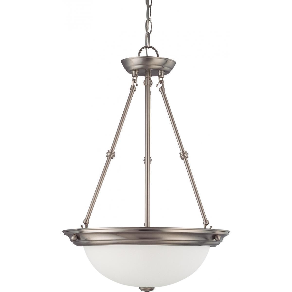 Elegant Frosted White Glass 15" Pendant in Brushed Nickel