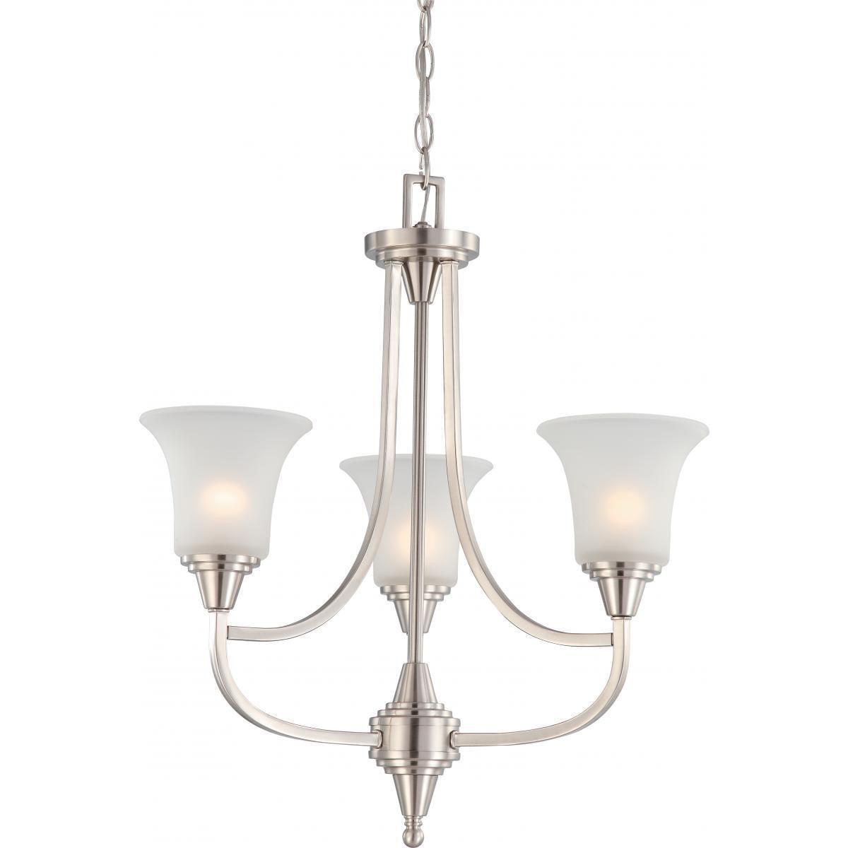 Surrey Brushed Nickel 24" Square 3-Light Chandelier with Frosted Glass