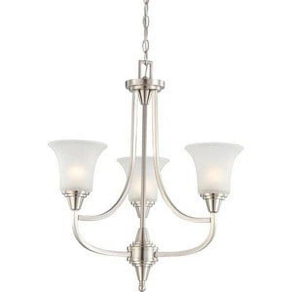 Surrey Brushed Nickel 24" Square 3-Light Chandelier with Frosted Glass