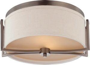 Nuvo 60-4861 - Gemini - 2 Light Flush Dome Fixture w/ Khaki Fabric Shade