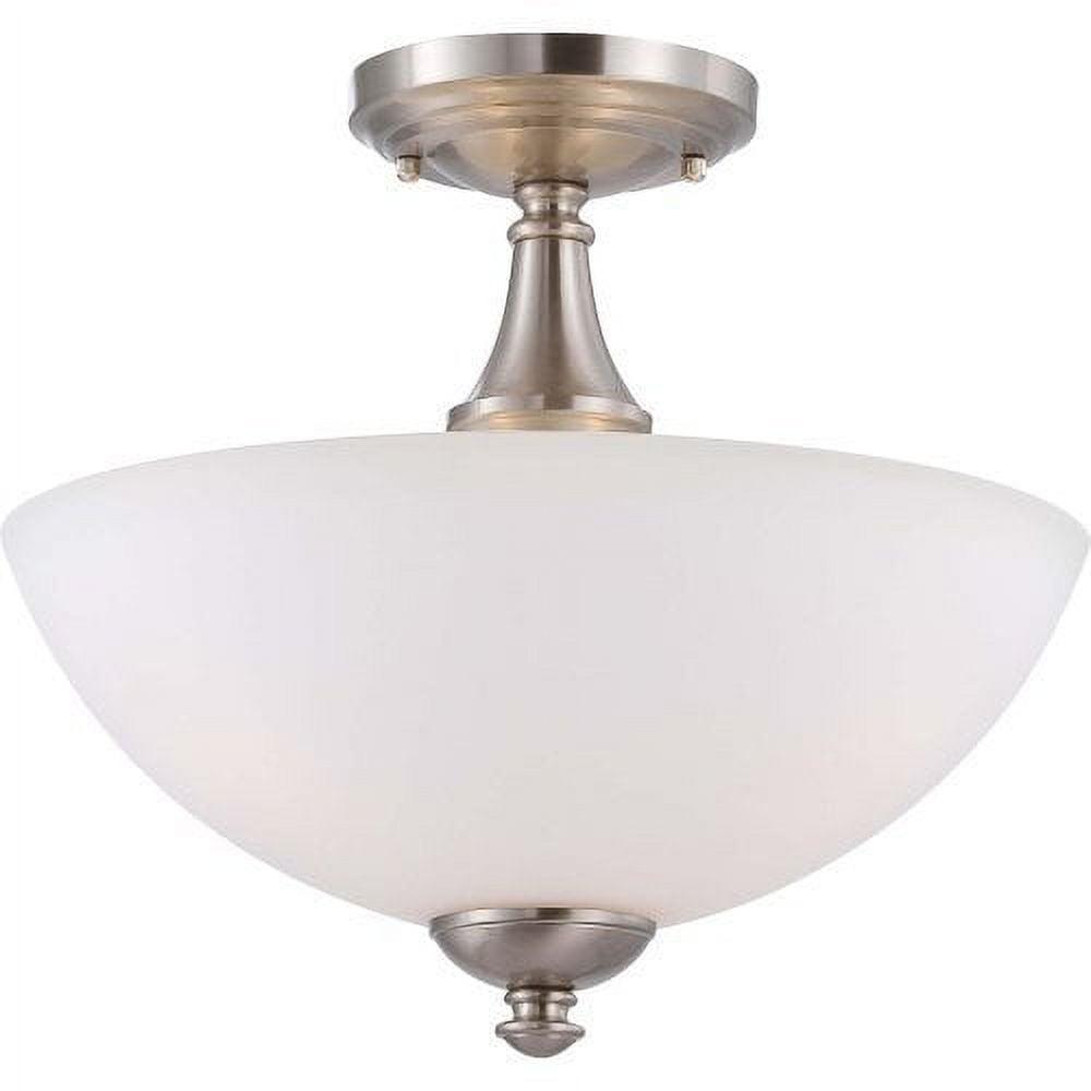 Brushed Nickel 3-Light Semi Flush Ceiling Fixture with Frosted Glass