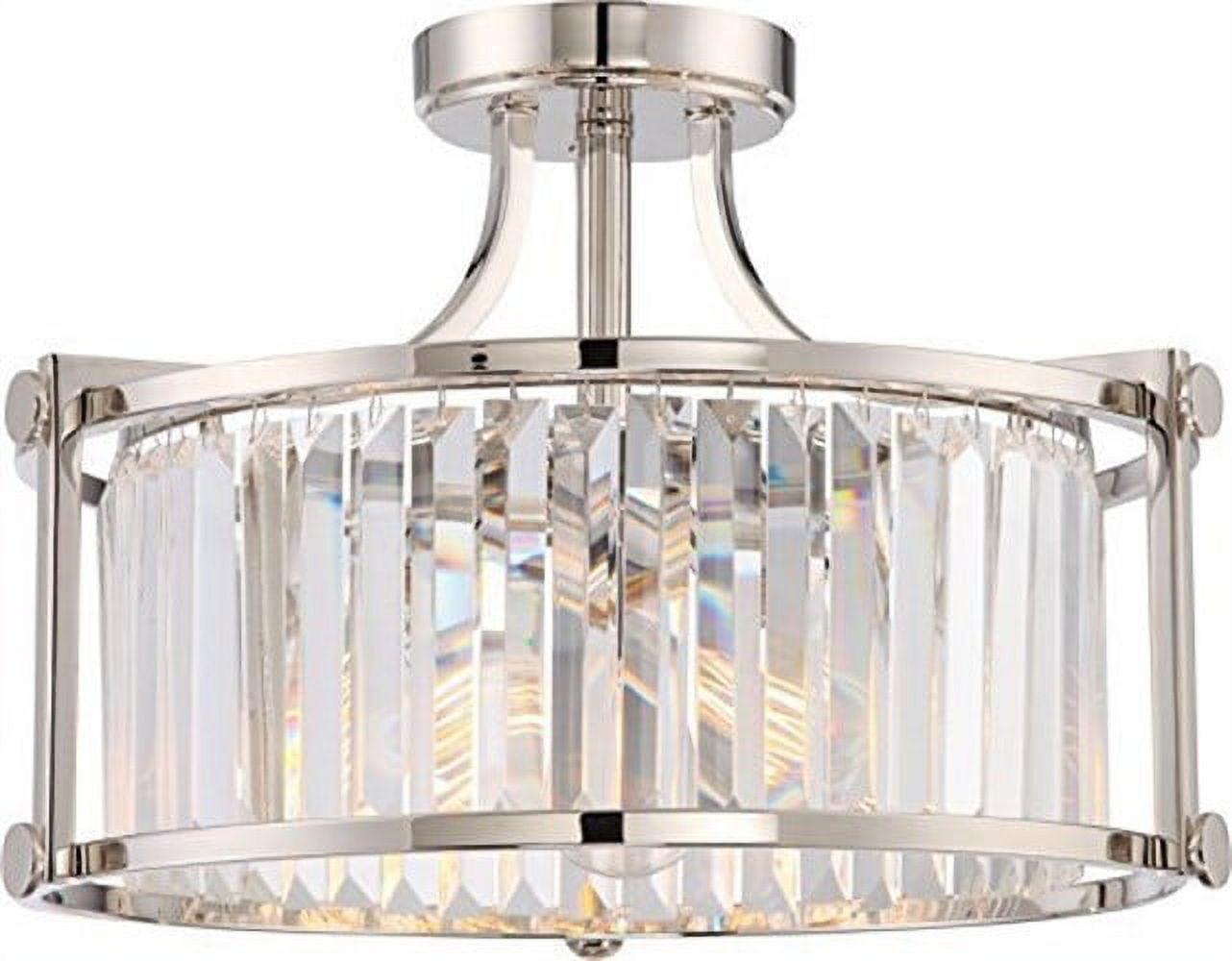 Crystal Drum Semi-Flush Mount Light in Polished Nickel