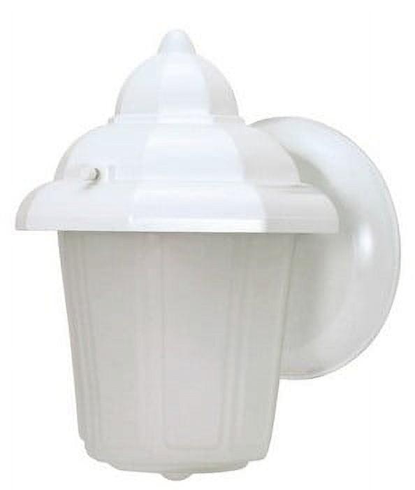 White Metal Outdoor Wall Lantern with Satin Frosted Glass