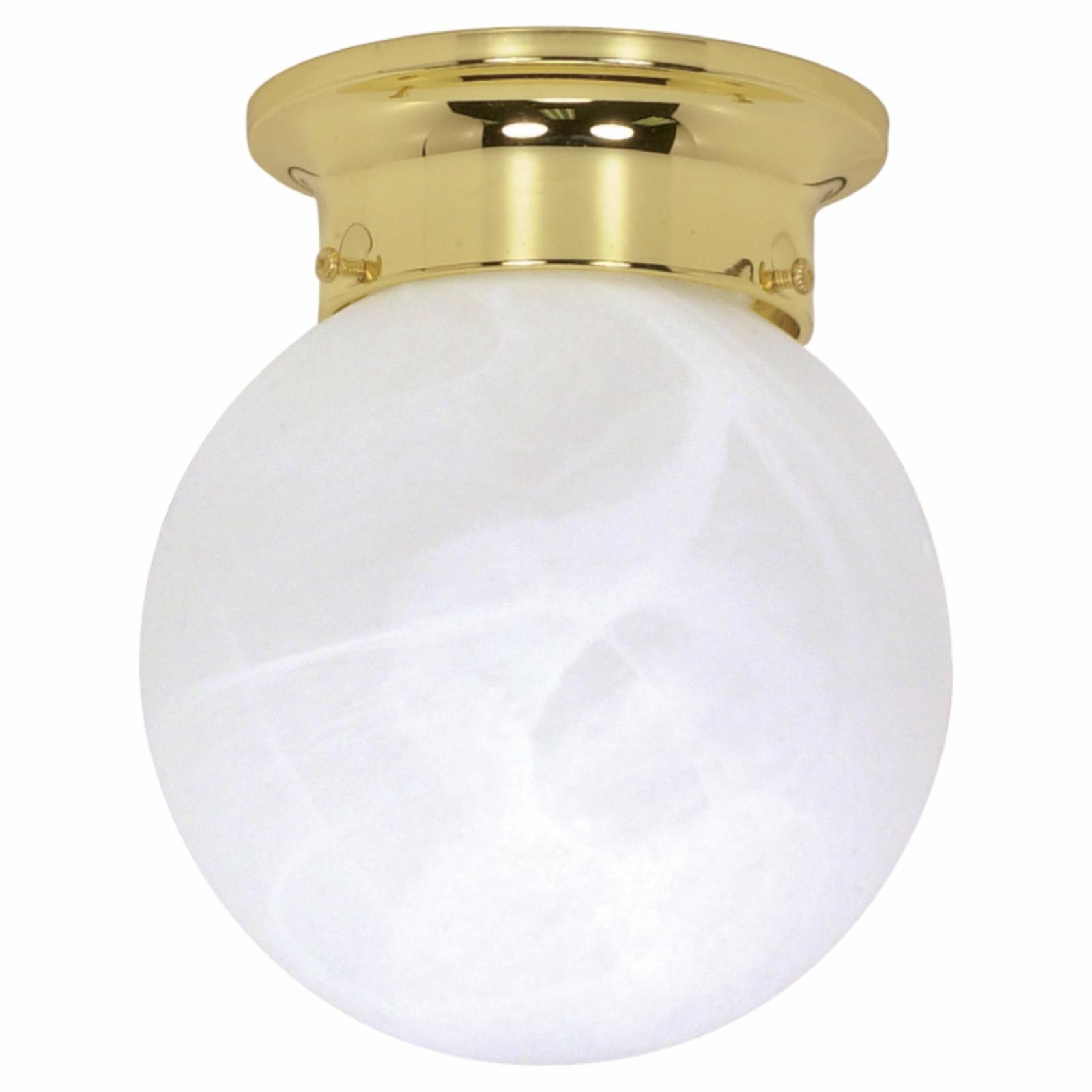 Brass and Glass 7.25" Indoor/Outdoor Globe Flush Mount Light